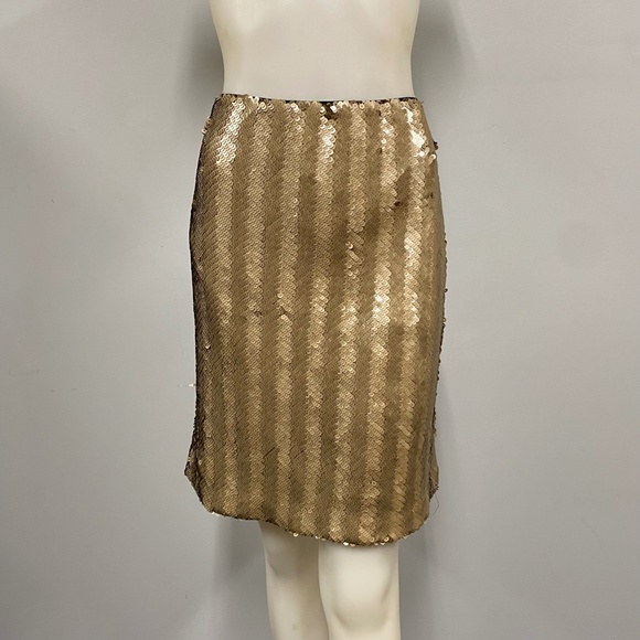 paper white gold champagne sequin mini skirt - Picture 1 of 7